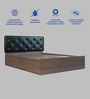 Bashira Upholstered Queen Size Bed In Black Colour & Walnut Finish With Box Storage