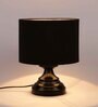 Basic Iron Night Lamp with Cotton Shade (Black & Black)