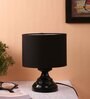 Basic Iron Night Lamp with Cotton Shade (Black & Black)