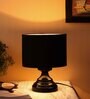 Basic Iron Night Lamp with Cotton Shade (Black & Black)
