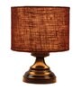 Basic Iron Night Lamp with Jute Shade (Black & Brown)
