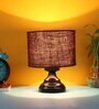 Basic Iron Night Lamp with Jute Shade (Black & Brown)