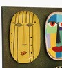 Basil Abstract Faces Metal Wall Art On Board