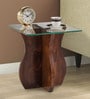 Basil Solid Wood End Table In Dark Oak Finish