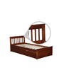 Basilica Solid Wood Single Bed with Trundle in Natural Pinewood Finish