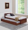 Basilica Solid Wood Single Bed with Trundle in Natural Pinewood Finish