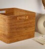 (1Pc) Brown Rattan Handmade Storage Basket & Wardrobe Organiser