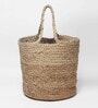(1Pc) Beige Jute Handwoven Multipurpose Planter & Storage Basket