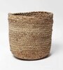 (1Pc) Beige Jute Handwoven Multipurpose Planter & Storage Basket