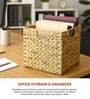 (1Pc) Beige Water Hyacinth Handmade Storage Basket & Wardrobe Organiser