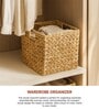 (1Pc) Beige Water Hyacinth Handmade Storage Basket & Wardrobe Organiser