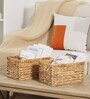 (1Pc) Beige Water Hyacinth Handmade Storage Basket & Wardrobe Organiser
