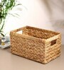 (1Pc) Beige Water Hyacinth Handmade Storage Basket & Wardrobe Organiser