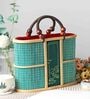 Basket for Lunch | Bamboo Picnic Basket With Top Handle | Ideal for Outdoor Dining and Family Picnics | Wicker Morden Picnic Basket (L35 x W15 x H28 cm)