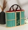 Basket for Lunch | Bamboo Picnic Basket With Top Handle | Ideal for Outdoor Dining and Family Picnics | Wicker Morden Picnic Basket (L35 x W15 x H28 cm)