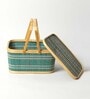 Basket for Lunch | Bamboo Picnic Basket with Top Handle | Wicker Morden Picnic Basket