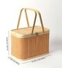 Basket for Lunch | Bamboo Picnic Basket with Top Handle | Wicker Morden Picnic Basket