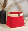 Basket for Lunch | Wicker Morden Picnic Basket | Bamboo Picnic Basket with Top Handle | Ideal for Outdoor Dining and Family Picnics (Red)