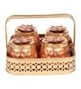 Basket With 4 Metal Jars