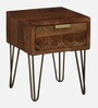 Basse Mango Wood Bedside Table In Rustic Teak Finish