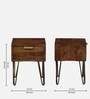 Basse Mango Wood Bedside Table In Rustic Teak Finish
