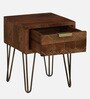 Basse Mango Wood Bedside Table In Rustic Teak Finish