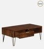 Basse Mango Wood Coffee Table In Rustic Teak Finish With Drawers