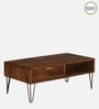 Basse Mango Wood Coffee Table In Rustic Teak Finish With Drawers