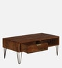 Basse Mango Wood Coffee Table In Rustic Teak Finish With Drawers