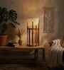 Bastian Wooden Table Lamp with Jute Shade & Brown Base