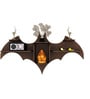 Bat Shape Backlit Designer Wooden Wall Shelf Book Shelf Night Light, Walnut Finish