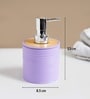 Purple Plastic & Bamboo Bathroom Accessory Set