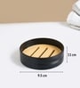 Black Plastic & Bamboo Bathroom Accessory Set