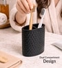 Black Plastic Diamond Cut Bathroom Accessories Set Of 2