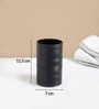 Black Plastic & Bamboo Bathroom Accessory Set