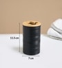 Black Plastic & Bamboo Bathroom Accessory Set