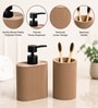 Brown Plastic Bathroom Accessories Set Of 2