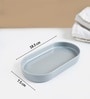 Grey Plastic & Bamboo Bathroom Accessory Set