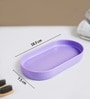 Purple Plastic & Bamboo Bathroom Accessory Set