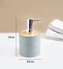 Grey Plastic & Bamboo Bathroom Accessory Set