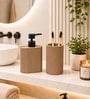 Brown Plastic Bathroom Accessories Set Of 2