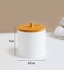 White Plastic & Bamboo Bathroom Accessory Set
