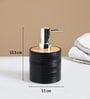 Black Plastic & Bamboo Bathroom Accessory Set
