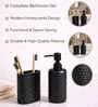 Black Plastic Diamond Cut Bathroom Accessories Set Of 2