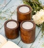 Baya Brown Wood Table Tea Light Holder