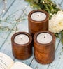 Baya Brown Wood Table Tea Light Holder