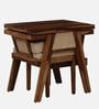Bayuex Sheesham Wood 2 Seater Cafe Table Set In Rustic Teak Finish