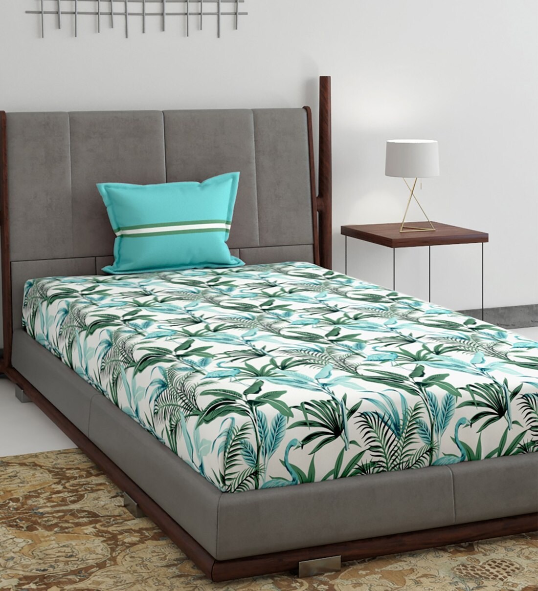 Buy Cotton 120TC Single Bedsheet with 1 Pillow Cover by Trident at 1