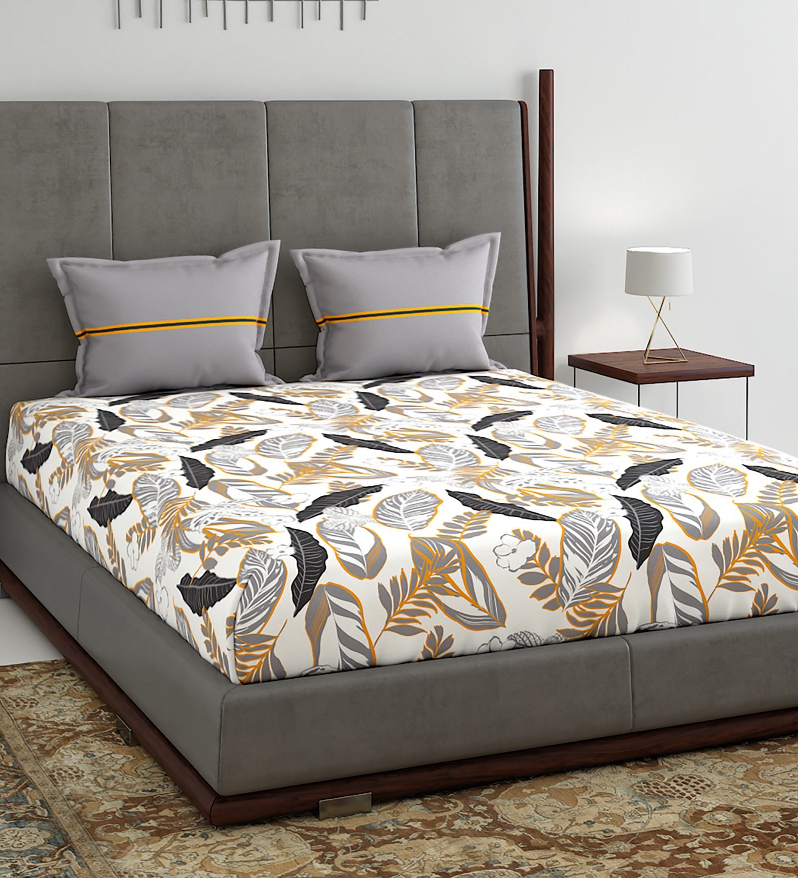 Buy Cotton 120TC Double Bedsheet with 2 Pillow Covers by Trident at 52