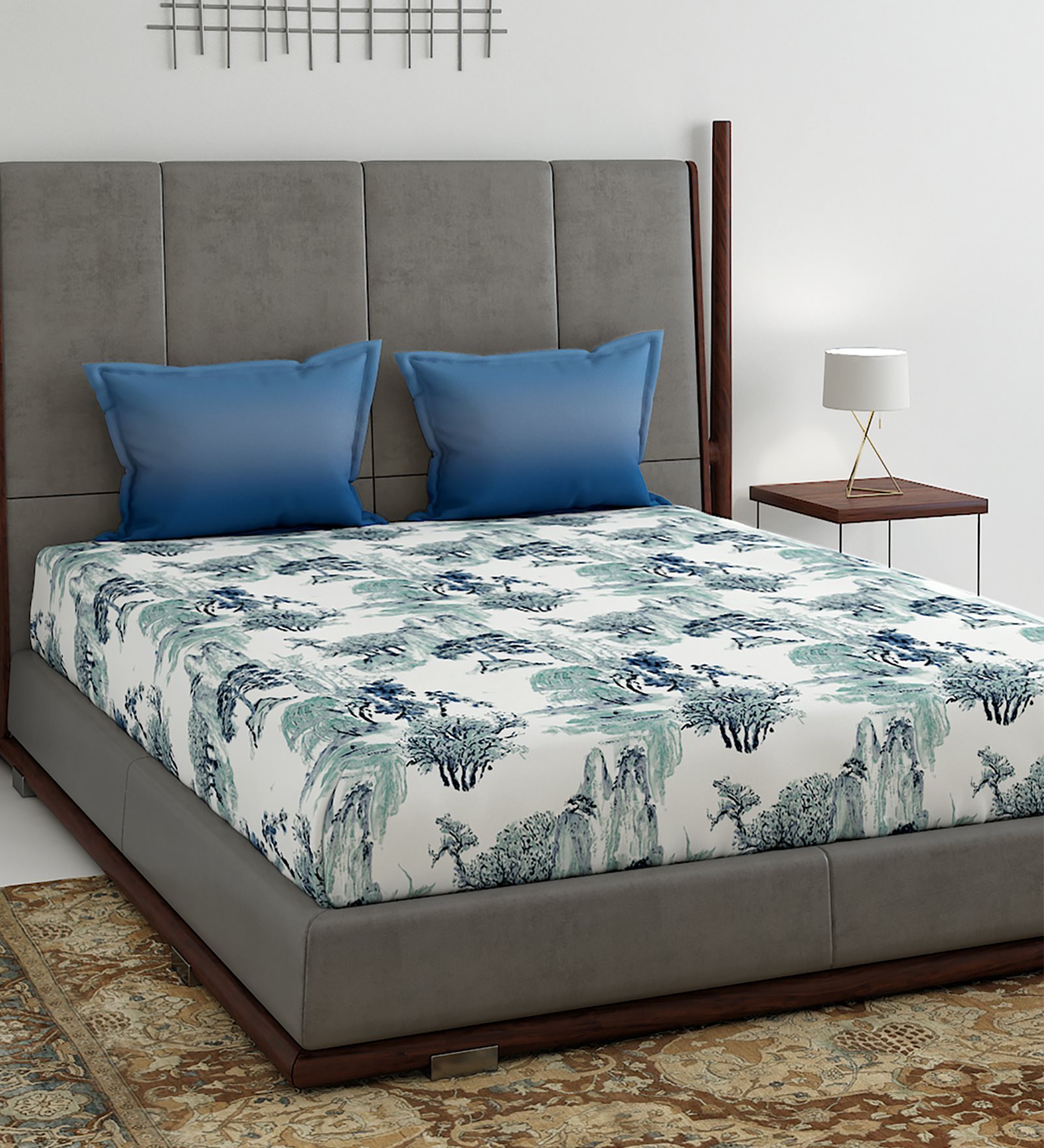 Buy Cotton 144TC Double Bedsheet with 2 Pillow Covers by Trident at 14